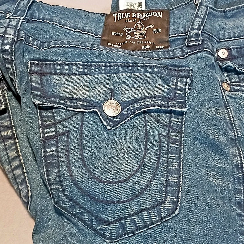 True Religion Jeno Jeans‎ Men 34 Blue Wash Relaxed Slim Stretch Straight Whisker